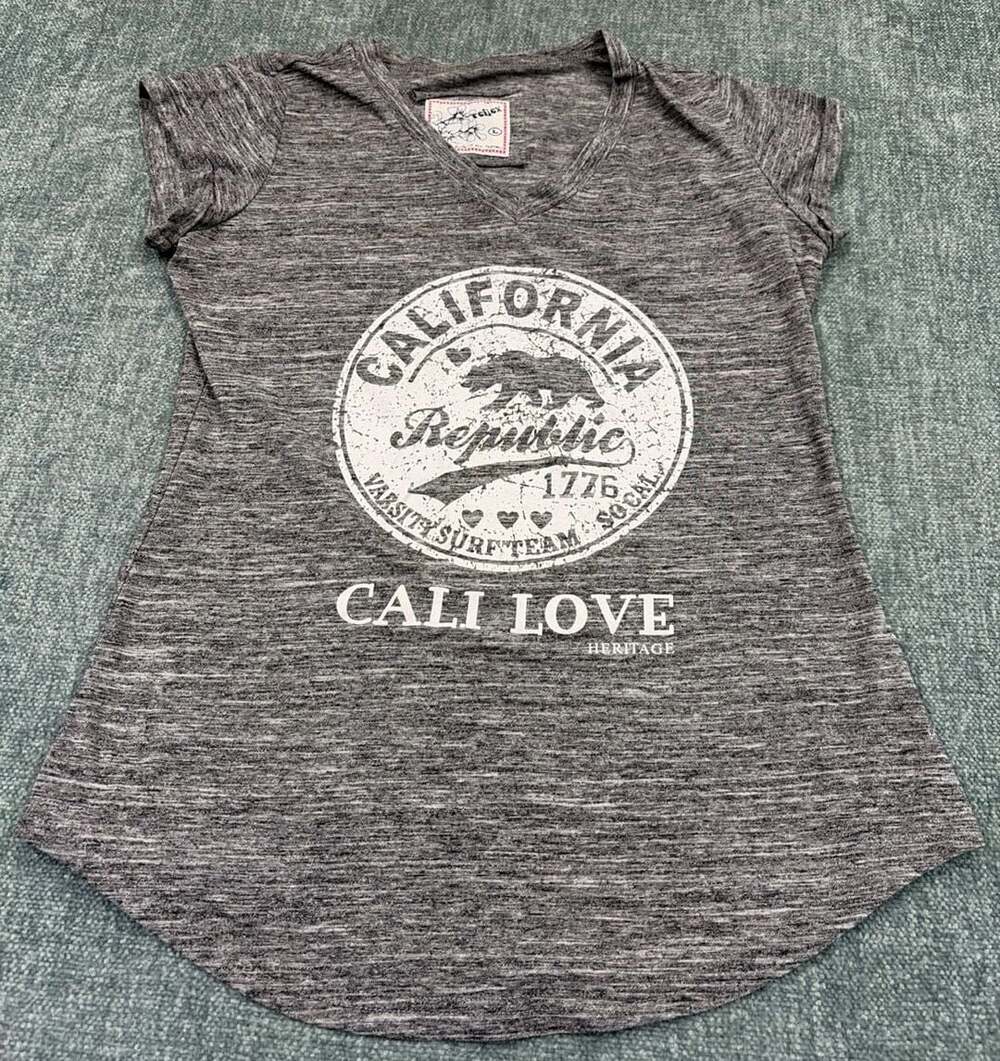 Reflex California Republic Cali Love Graphic V-Neck T-Shirt Size L